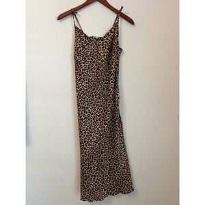 See You Monday Leopard Print Midi Dress‎ Sleeveless Animal Print